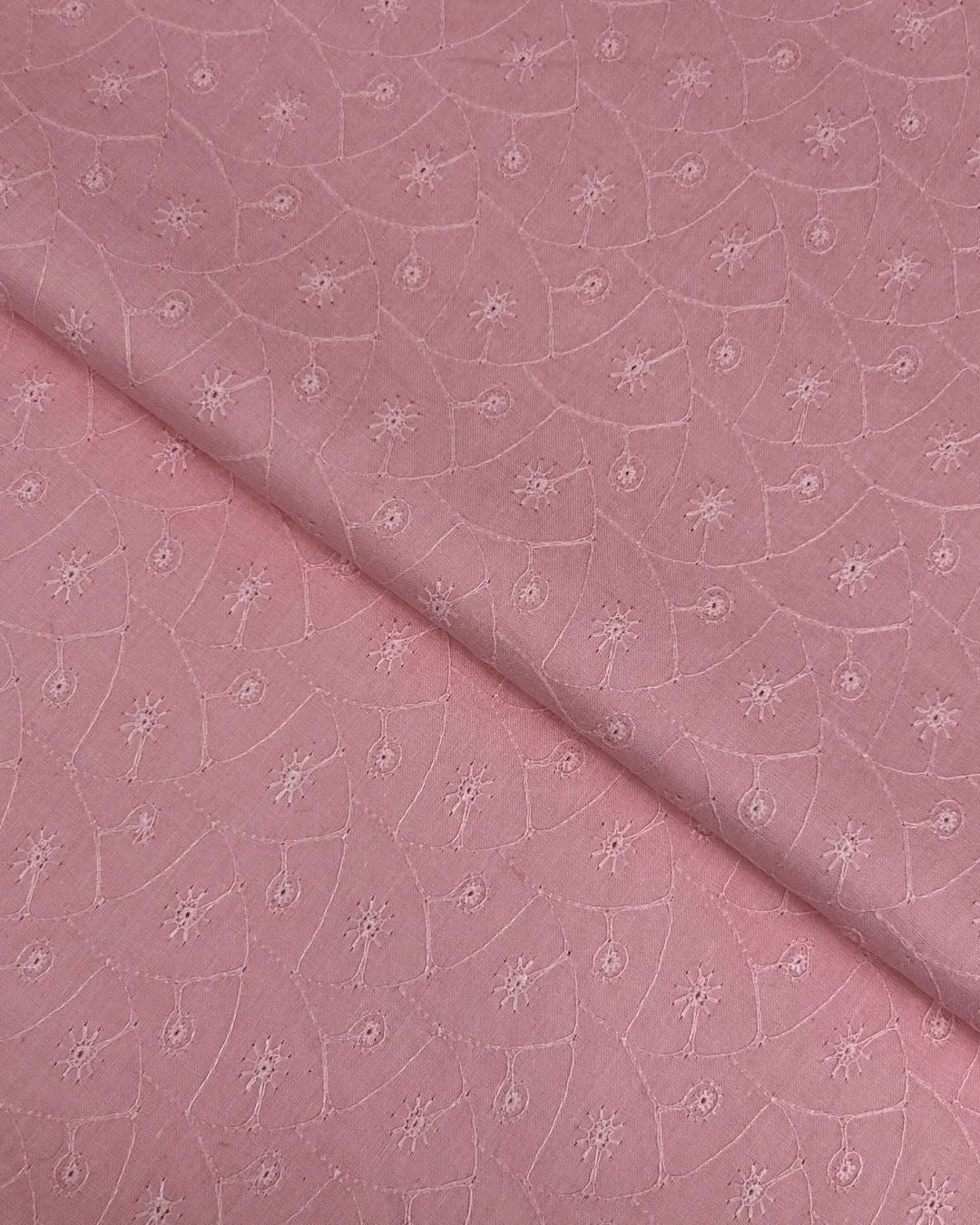 Chikankari Lawn – Tea Pink (CKT-S26-0005), embroidered lawn fabric by the meter