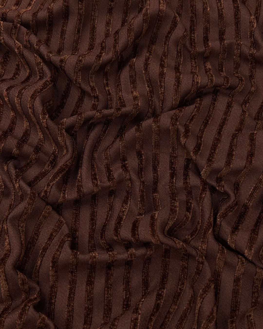 Alpine Velvet Rib – Brown, self-textured velvet fabric by the meter