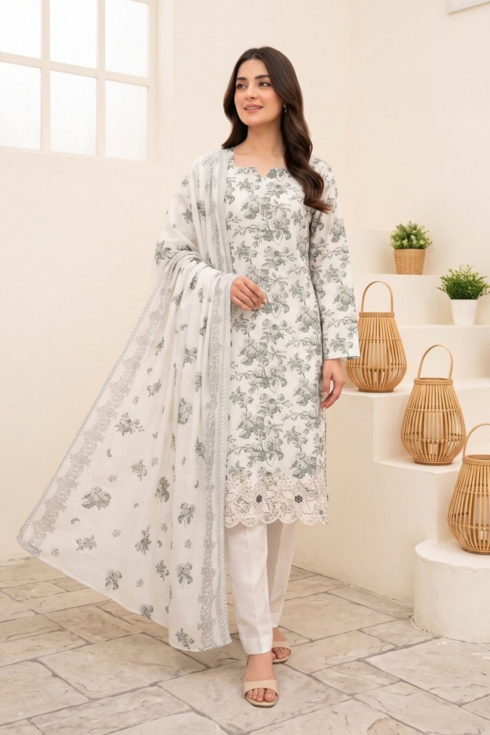 Tawakkal Celia Linen D-6076 – Tawakkal 3-piece unstitched suit
