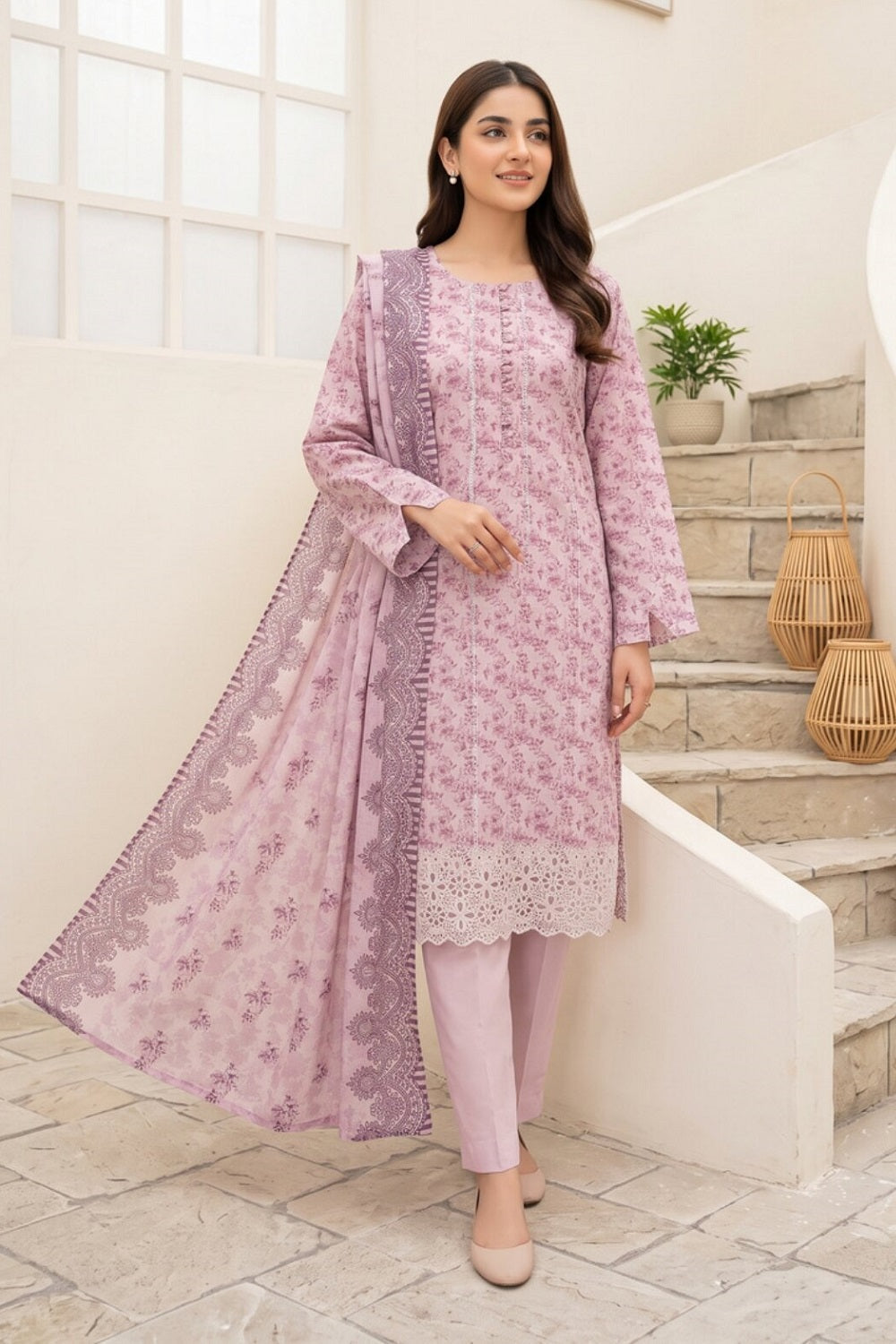 Tawakkal Celia Linen D-6077 – Tawakkal 3-piece unstitched suit