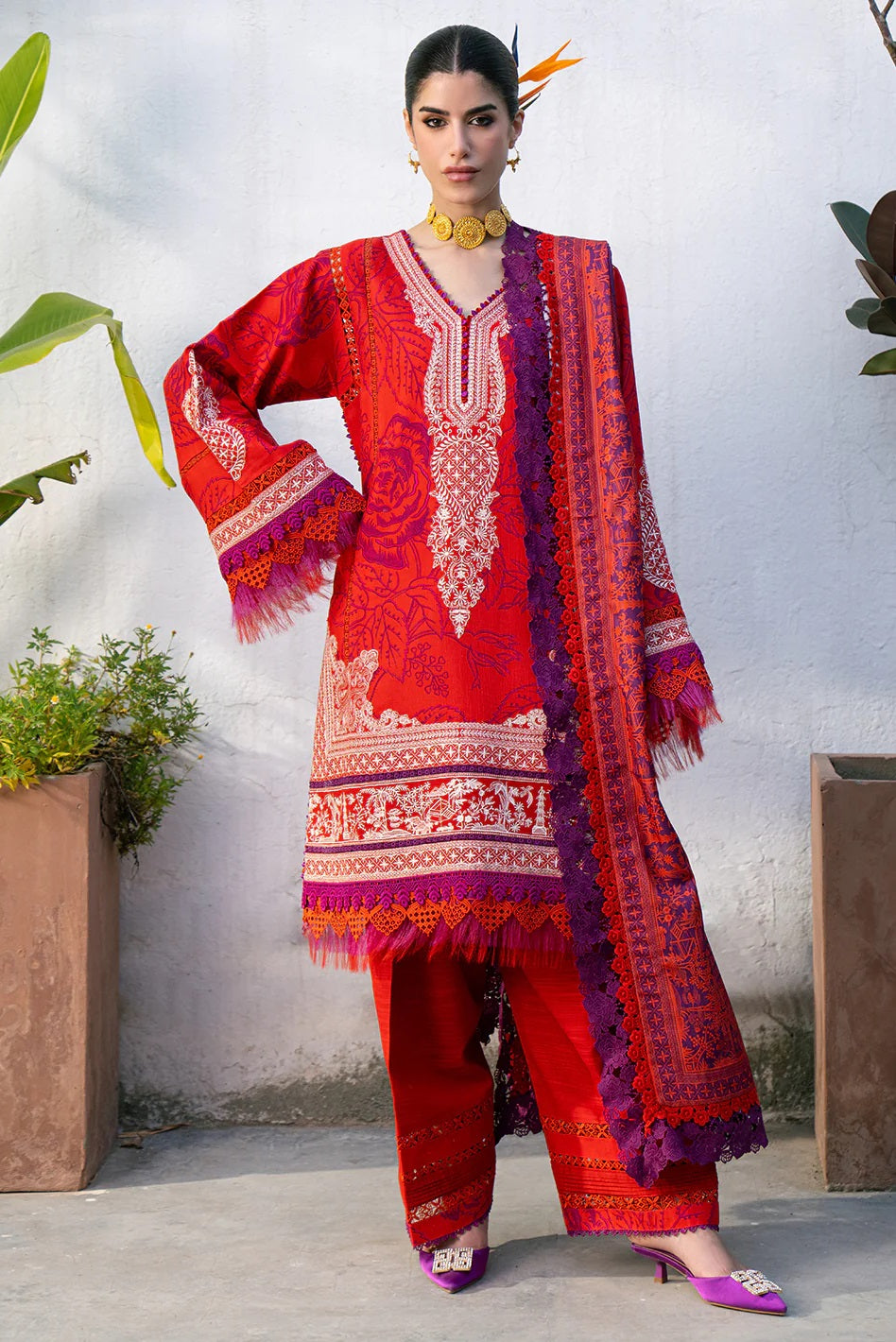 Bin Ilyas Gulrukh Khaddar 65B – Bin Ilyas 3-piece unstitched suit