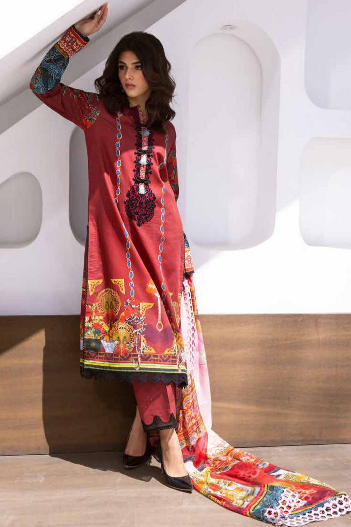 Roheenaz Lawn RNZ-06B (Papaya Bliss) – Roheenaz 3-piece unstitched suit