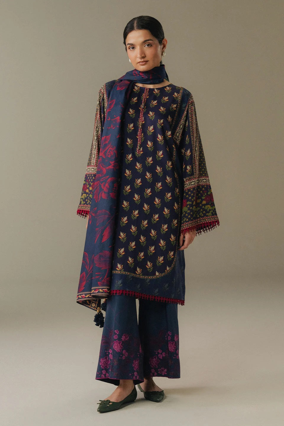 Coco Linen Prints By Zara Shahjahan D-07B (Soft Current) – Zara Shahjahan 3-piece unstitched suit