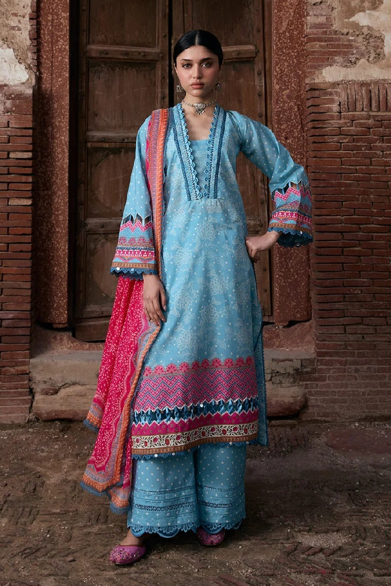 Kahf Aangan Print Lawn KPS-7B – Kahf 3-piece unstitched suit
