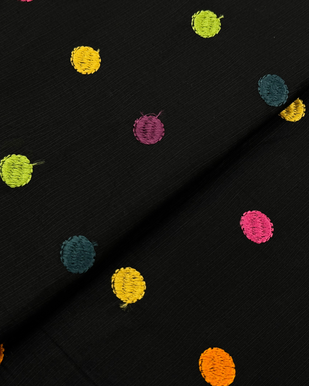Embroidered Lawn – Black (MEL-S26-126), embroidered lawn fabric by the meter