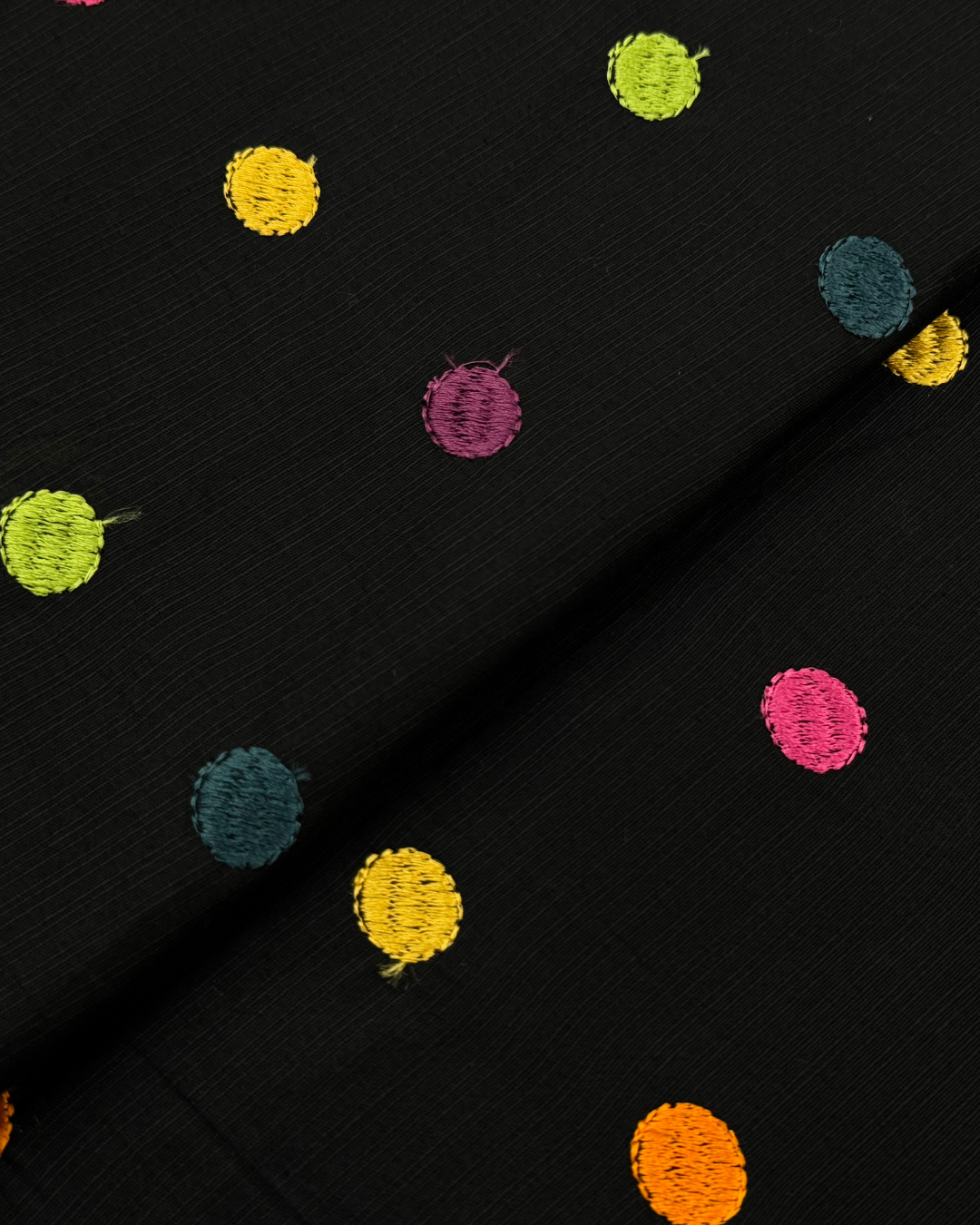 Embroidered Lawn – Black (MEL-S26-126), embroidered lawn fabric by the meter