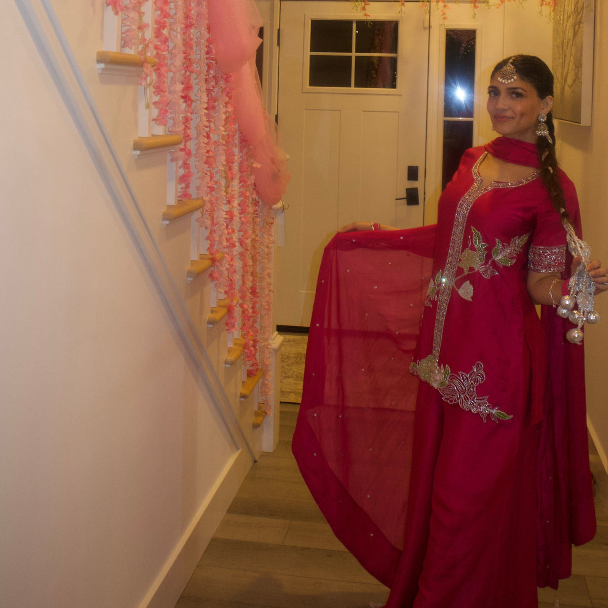 Gulabi Hot Pink Premium Silk 3-Piece Formal Suit by Kinza Khalid, photo 3