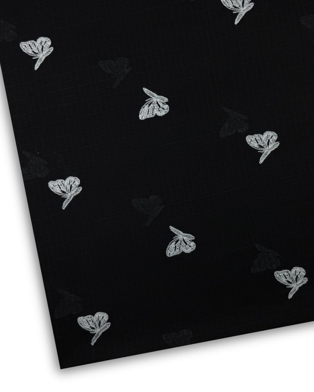 Embroidered Lawn – Black (MEL-S26-089), embroidered lawn fabric by the meter