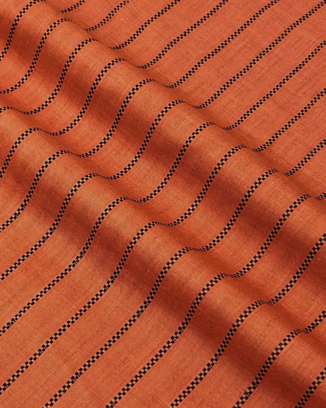 Black Stripe Lawn – Rust fabric