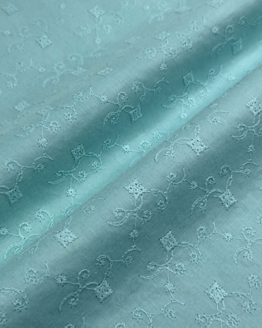 Chikankari Lawn – Ice Blue (CKT-S26-0030), embroidered lawn fabric by the meter