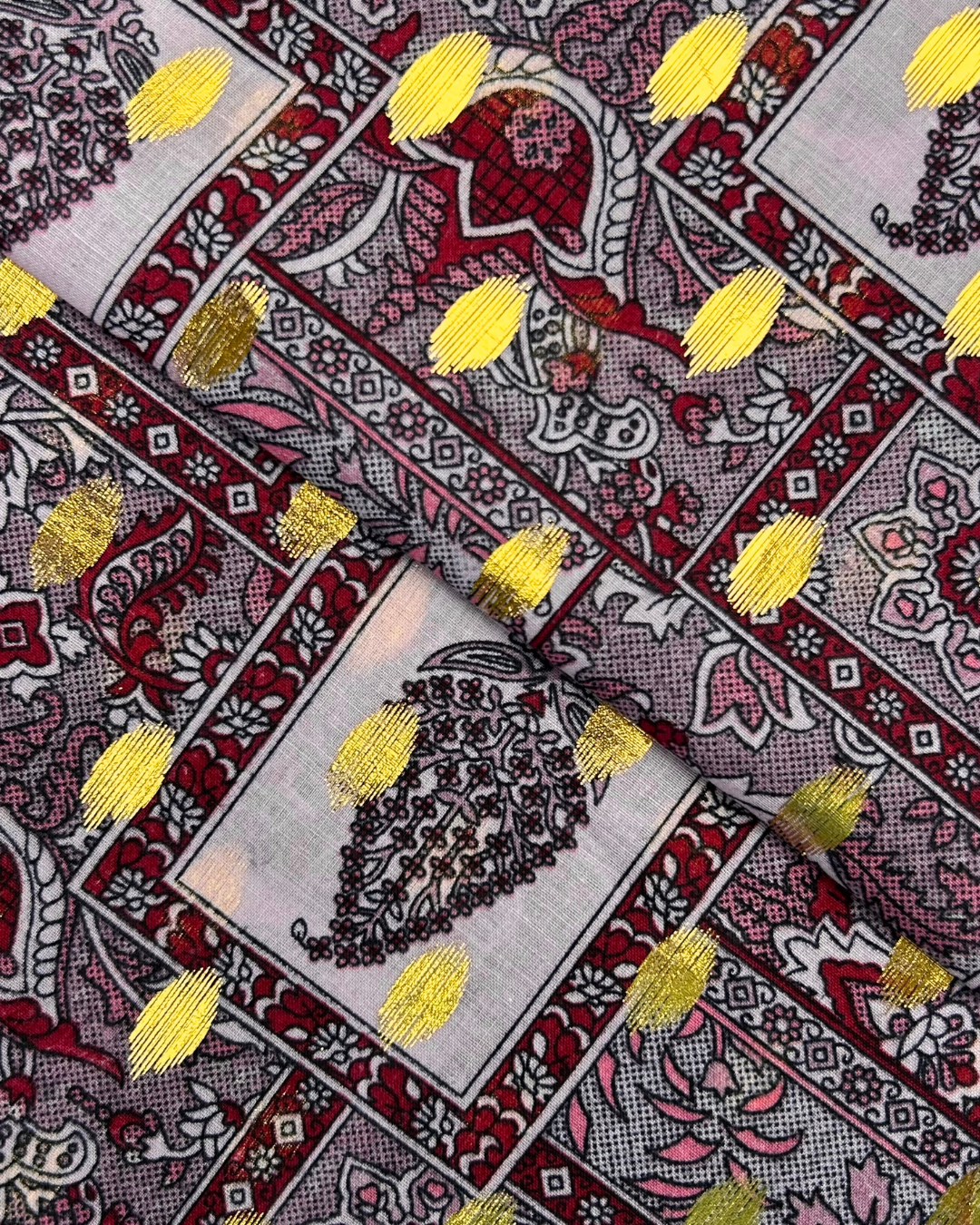 Golden Broshia Print Lawn fabric