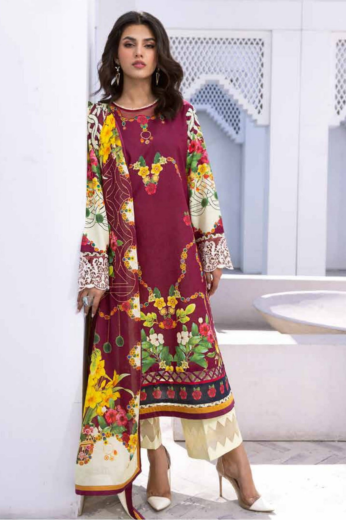 Roheenaz Lawn RNZ-09A (Driftwood Delight) – Roheenaz 3-piece unstitched suit
