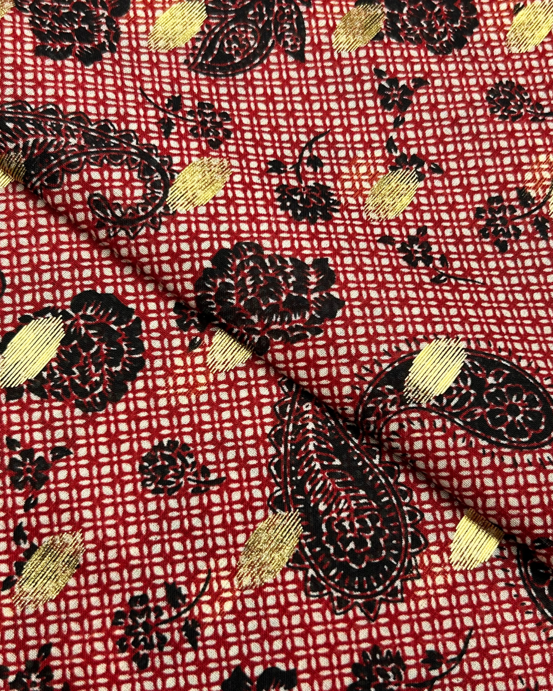 Golden Broshia Print Lawn fabric