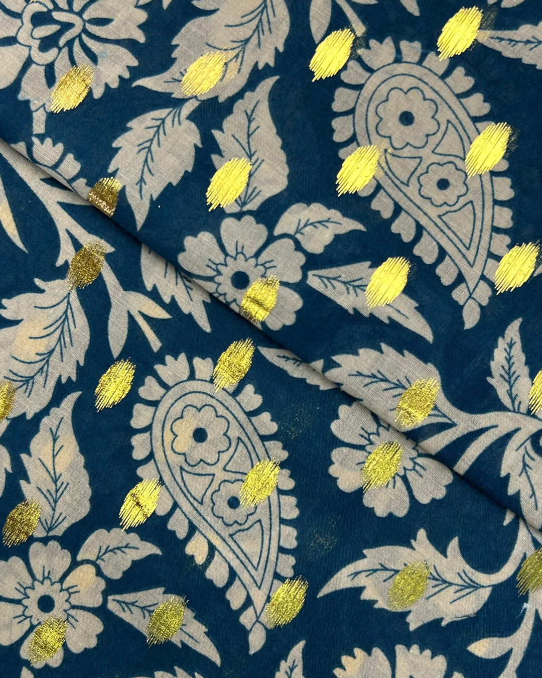 Golden Broshia Print Lawn fabric