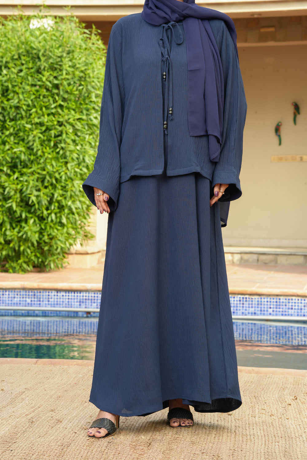 Navy Blue 2PC Abaya by Al Deebaj, photo 2