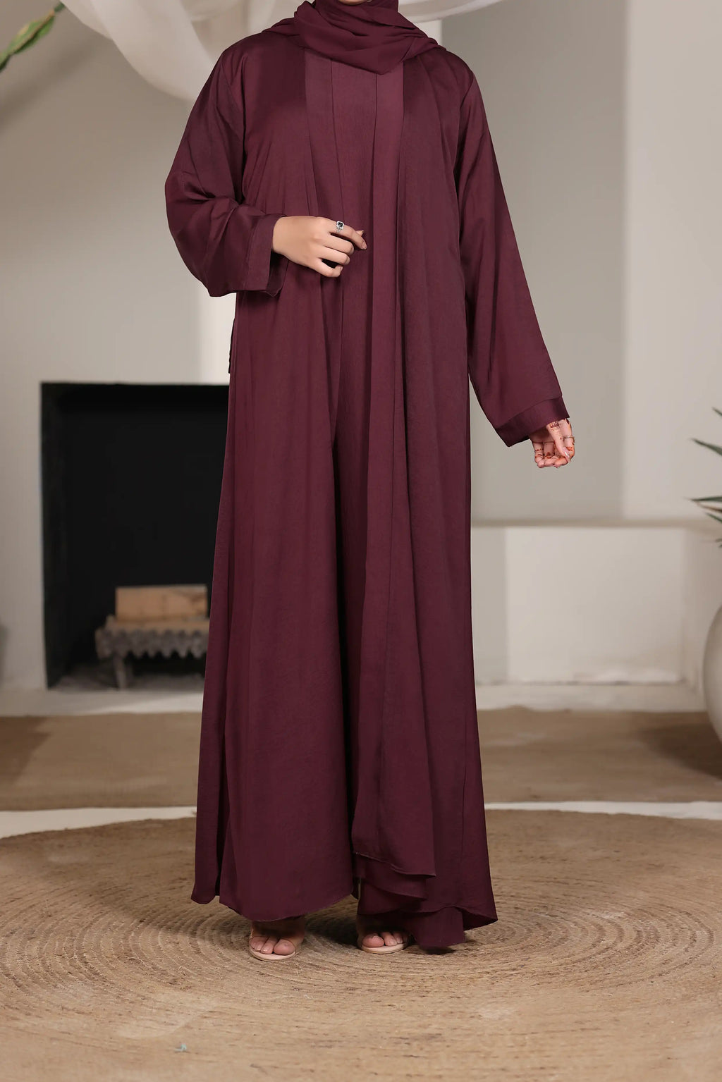 Hareer Maroon Abaya by Al Deebaj