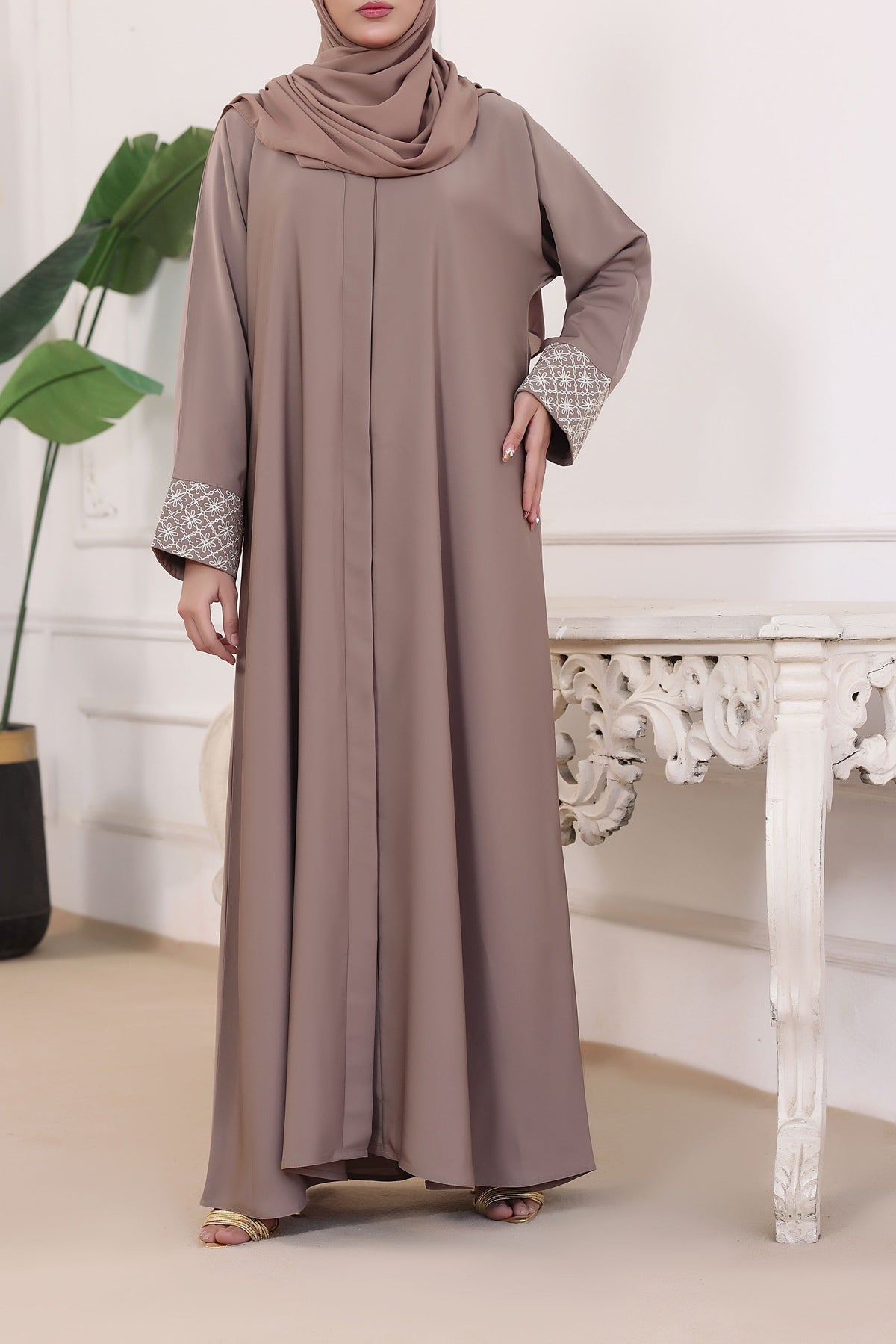 Areesha Chocolate brown Abaya by Al Deebaj, photo 3