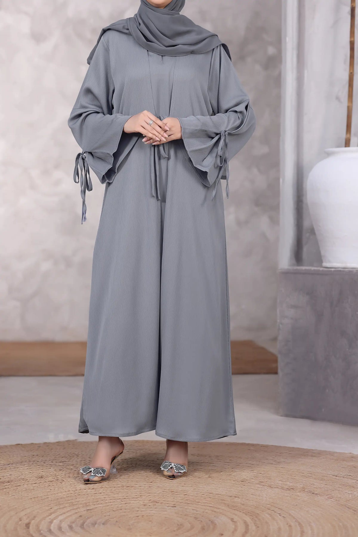 Anabiya Grey Abaya by Al Deebaj