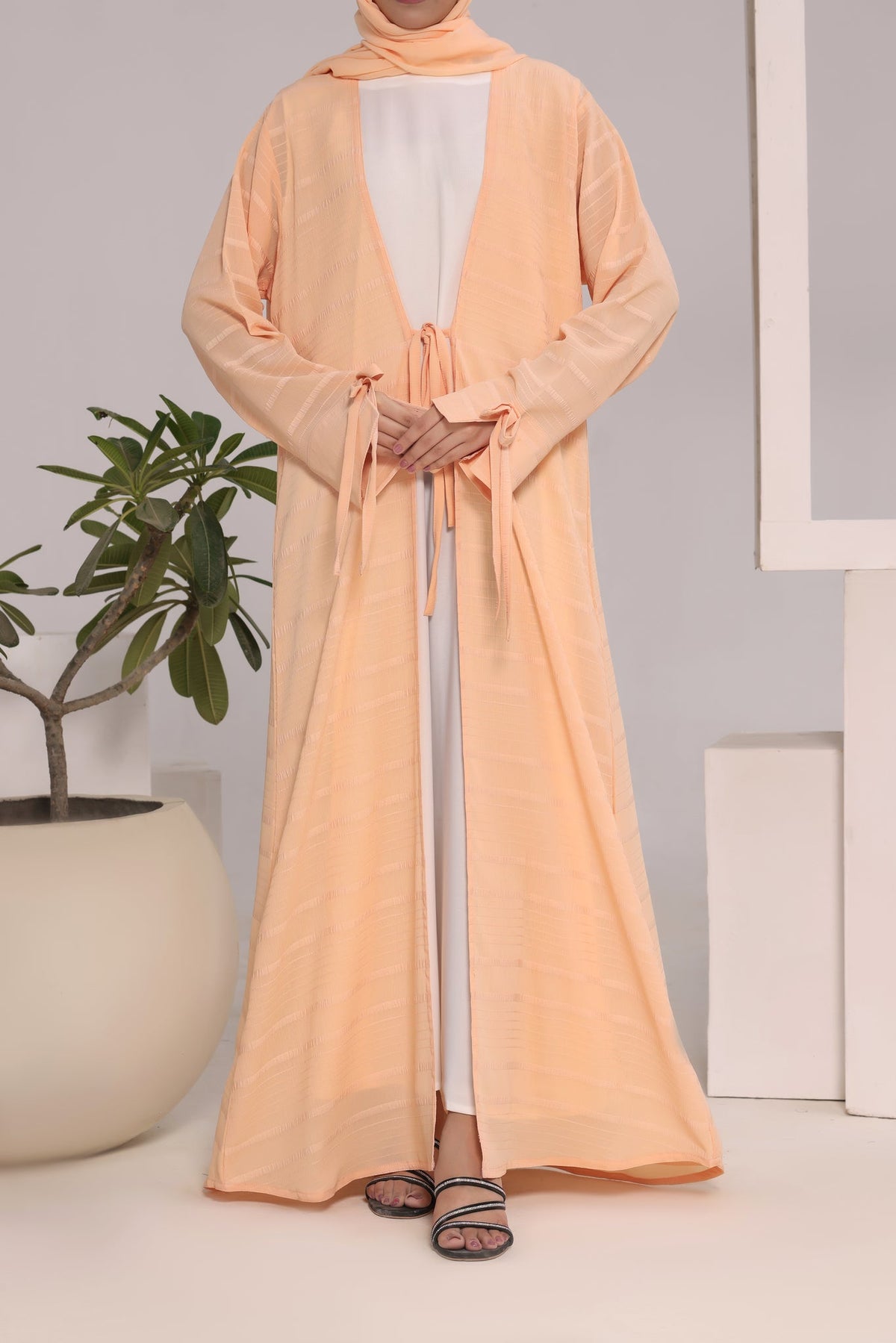 Habiba Peach Abaya by Al Deebaj