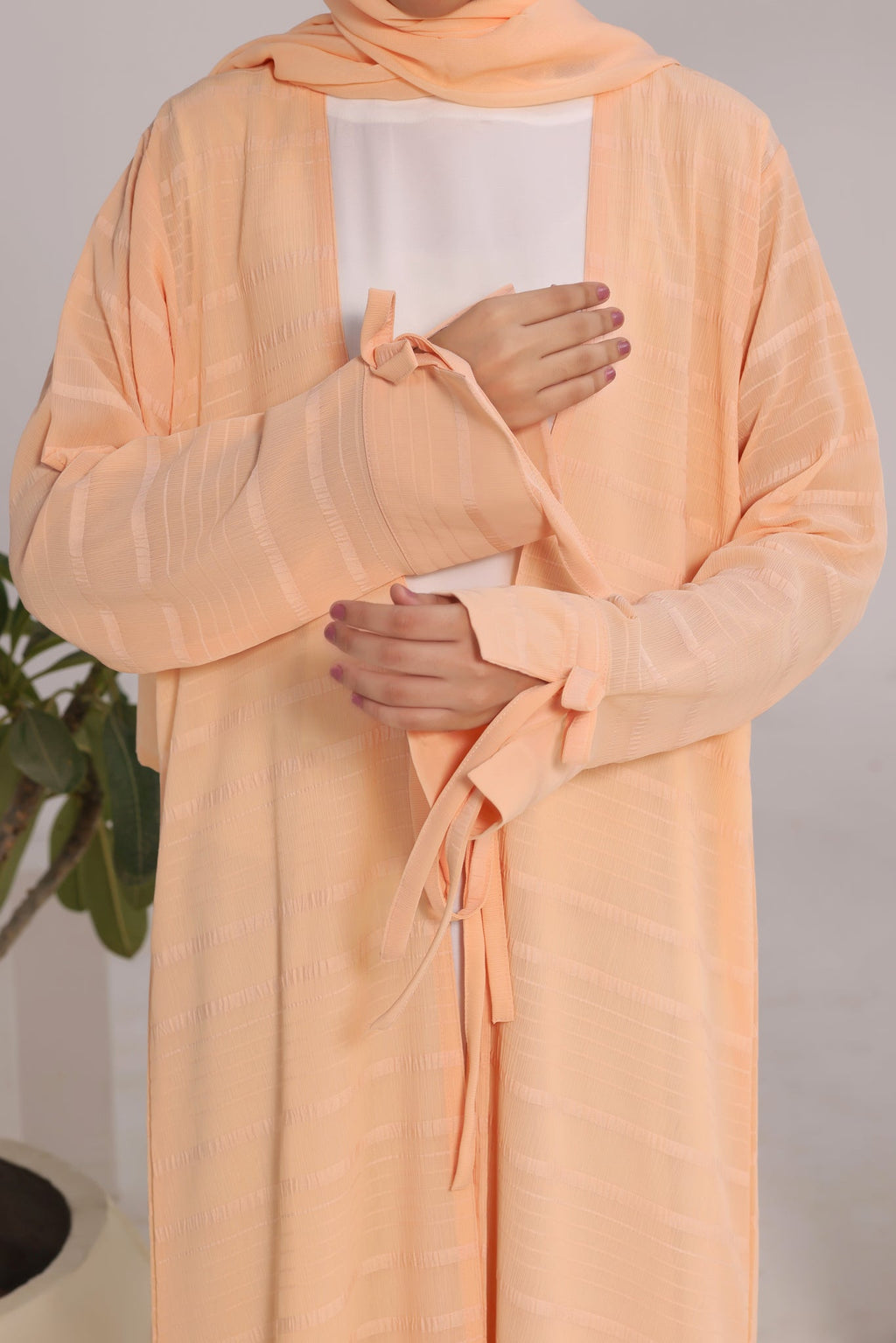 Habiba Peach Abaya by Al Deebaj, photo 3