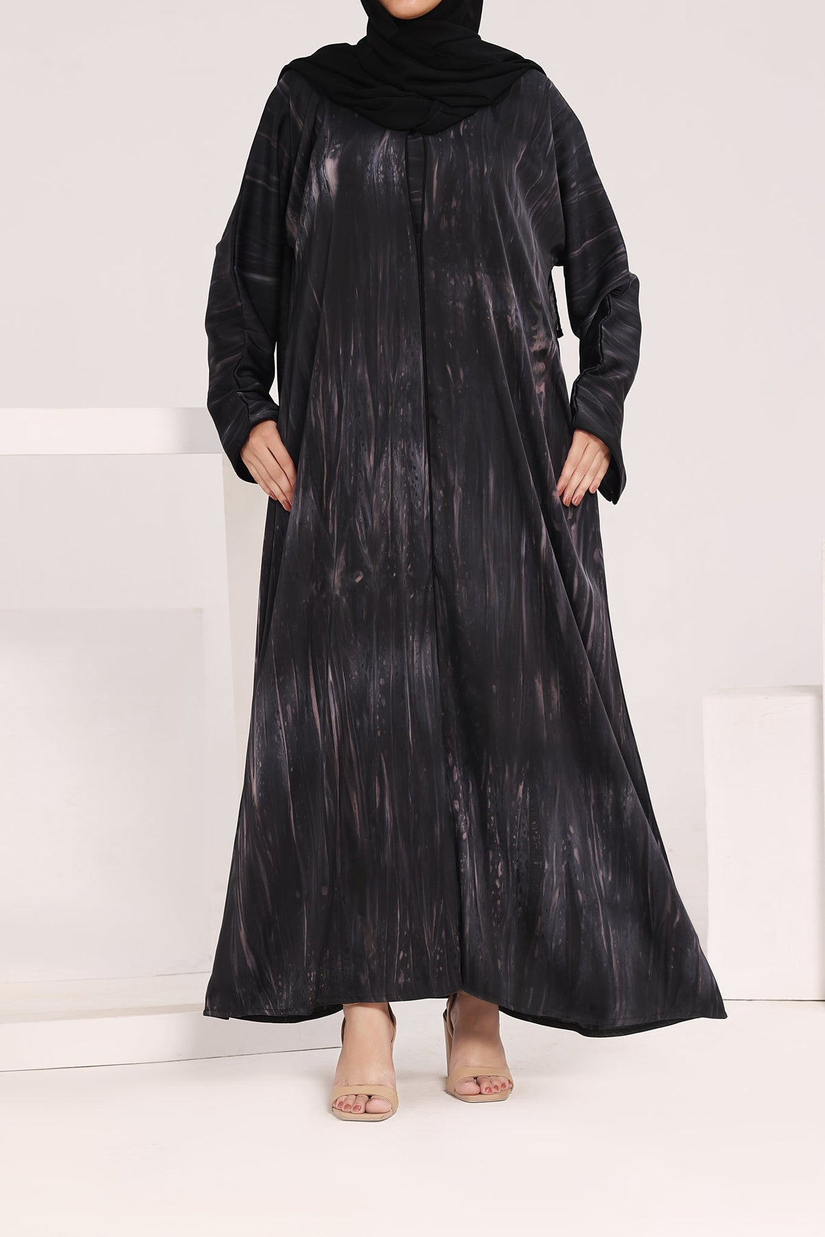 Black Pearl Printed Abaya by Al Deebaj