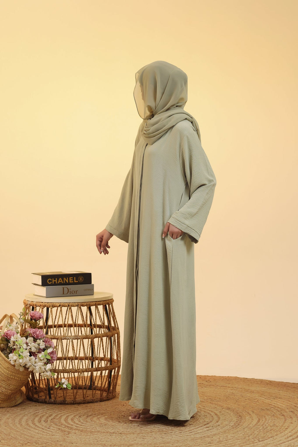 Mehar Sage Green Abaya by Al Deebaj, photo 4