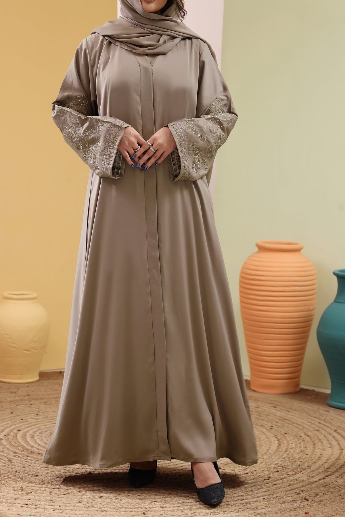 Sahla Beige Abaya by Al Deebaj