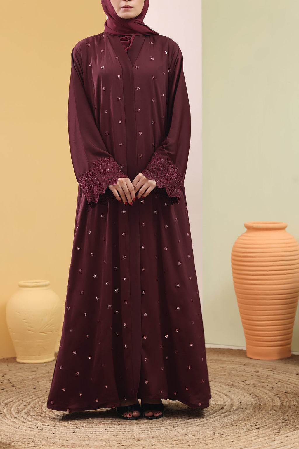 Suhayma Maroon Abaya by Al Deebaj, photo 4