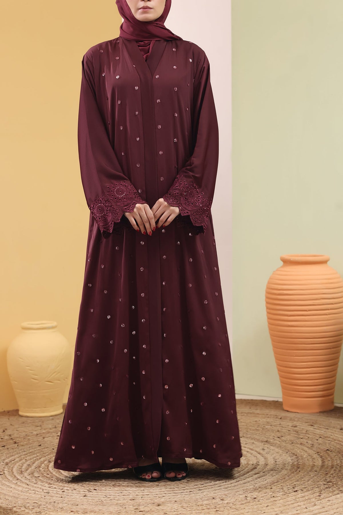 Suhayma Maroon Abaya by Al Deebaj, photo 4