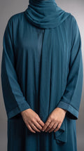 Teal Plain Abaya by Al Deebaj