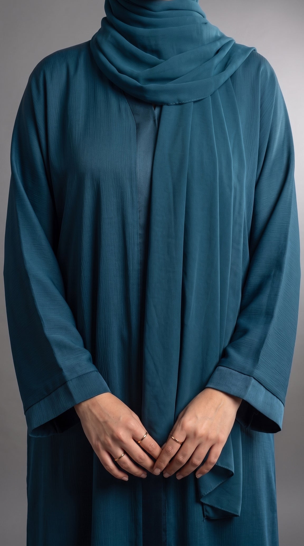 Teal Plain Abaya by Al Deebaj