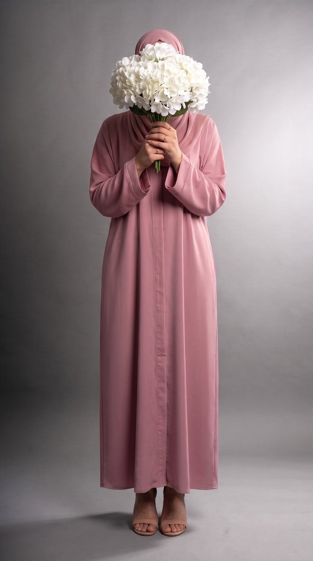 Rose Pink Plain Abaya by Al Deebaj, photo 4
