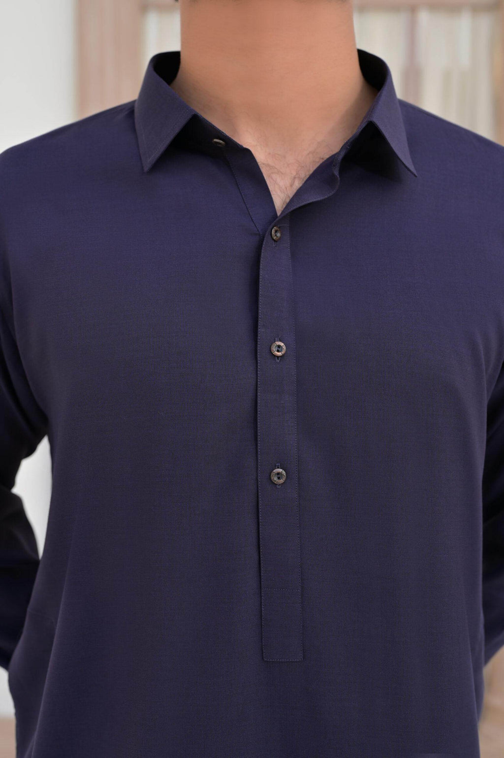 Purple Plain Oxford Kurta Shalwar by Al Deebaj, photo 2