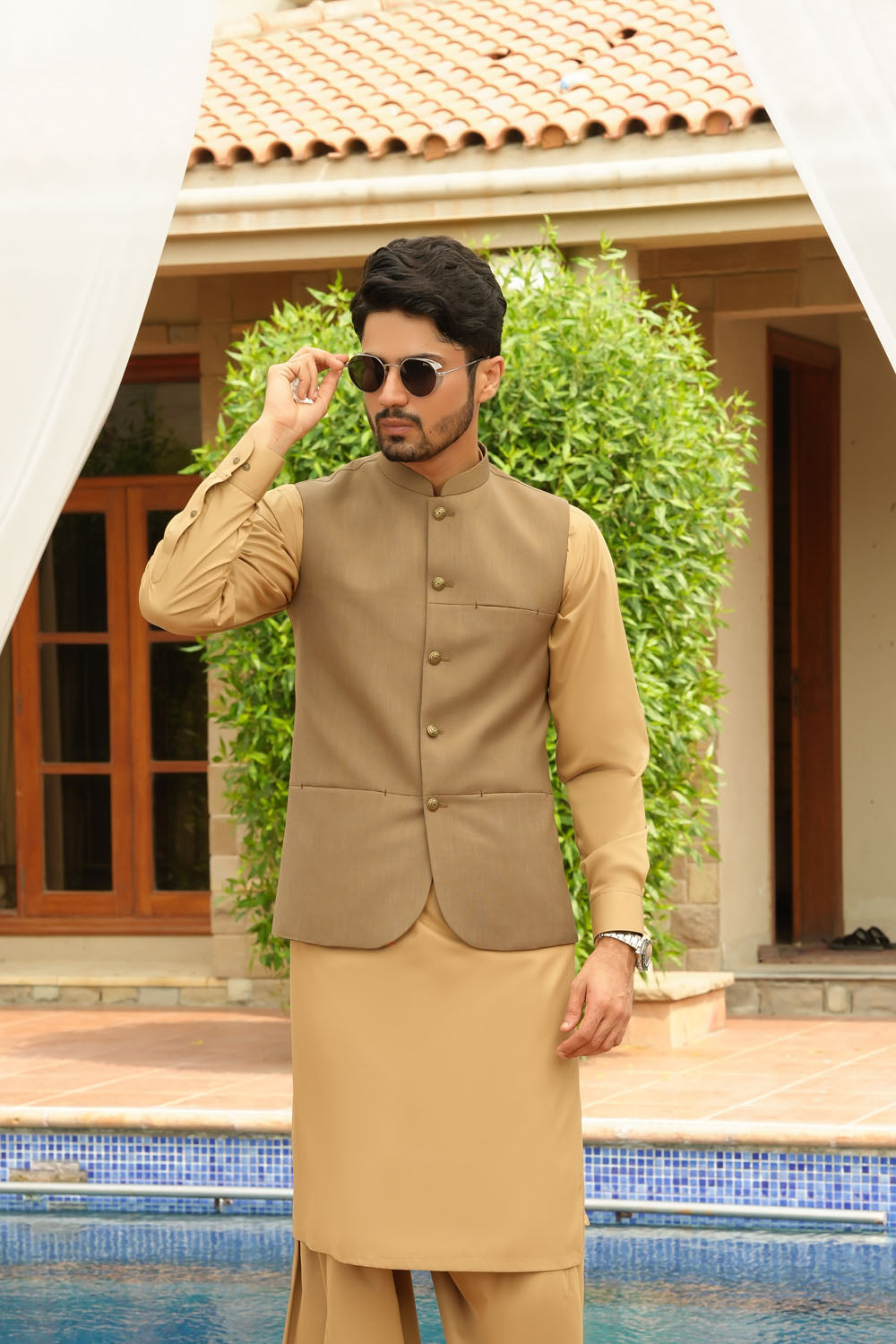 Camel Design Waistcoat by Al Deebaj