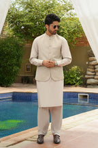 Mint Grey Design Waistcoat by Al Deebaj