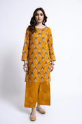 Printed Mustard Lawn 2-Piece Unstitched Suit by The Fabric Store