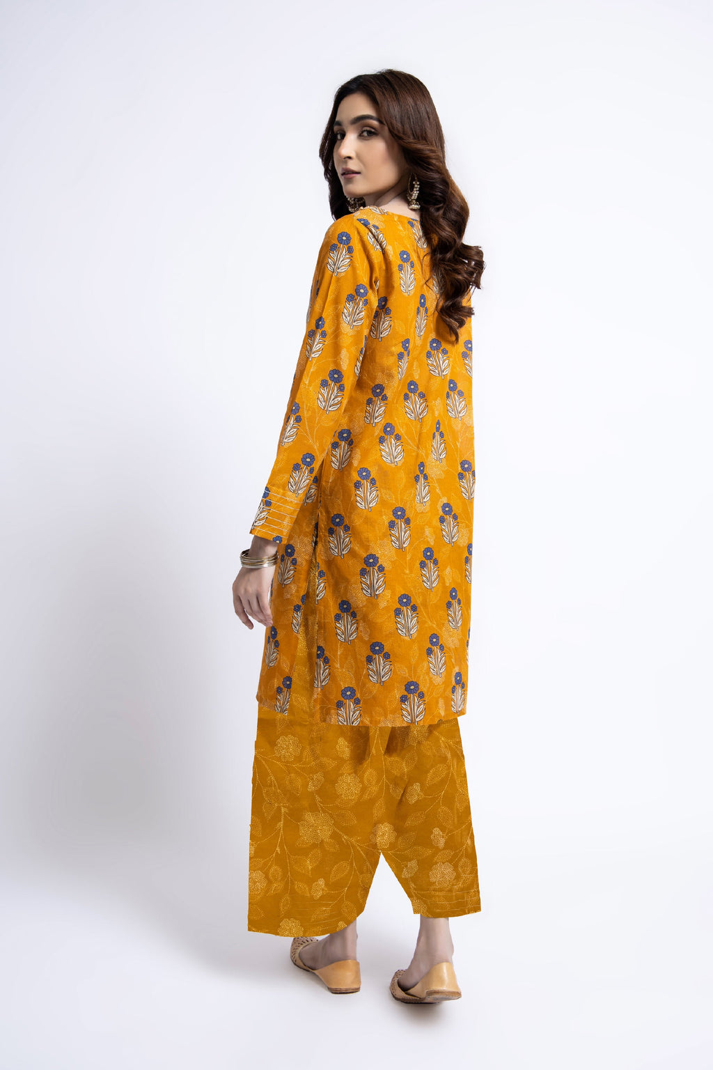 Printed Mustard Lawn 2-Piece Unstitched Suit by The Fabric Store, photo 3