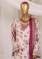 Chikankari Pastel Pink Lawn 3-Piece Luxury Pret Suit by Bin Saeed