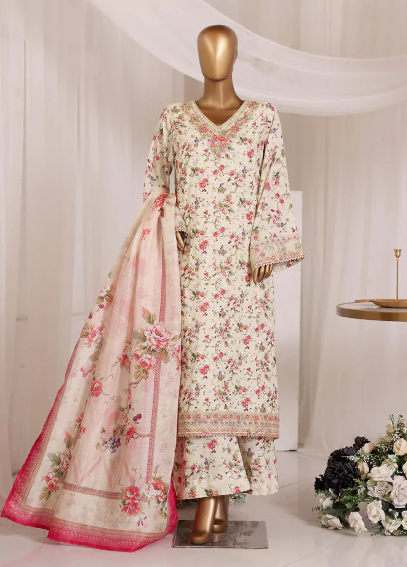 Chikankari Beige Lawn 3-Piece Luxury Pret Suit by Bin Saeed, photo 3