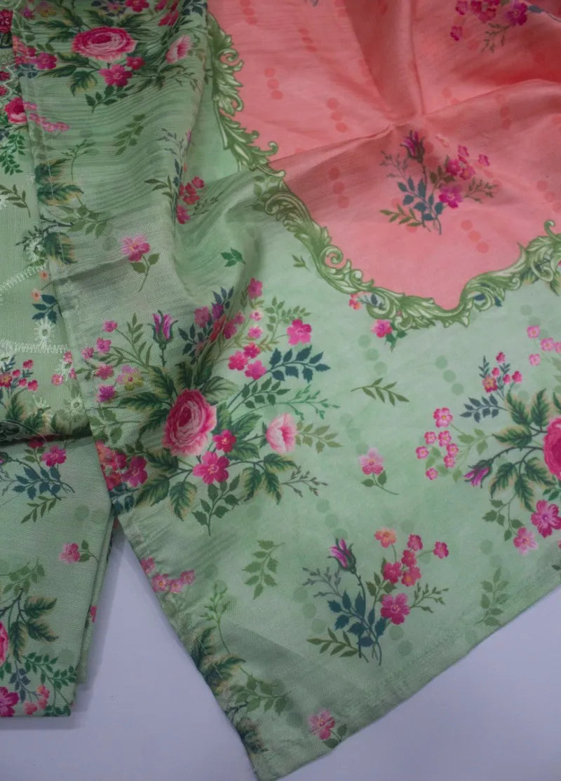 Chikankari Mint Green Viscose 3-Piece Stitched Suit by Bin Saeed, photo 3