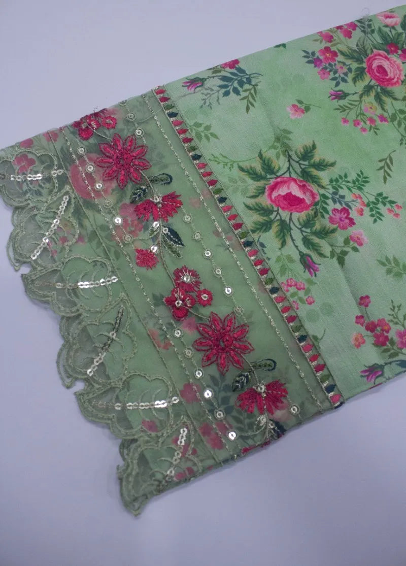 Chikankari Mint Green Viscose 3-Piece Stitched Suit by Bin Saeed, photo 4