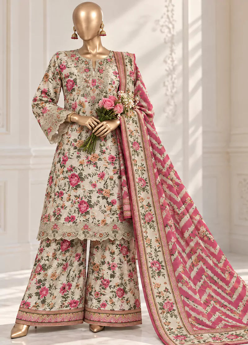 Chikankari Viscose 3-Piece Stitched Suit by Bin Saeed