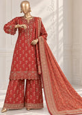 Chikankari Red Viscose 3-Piece Stitched Suit by Bin Saeed