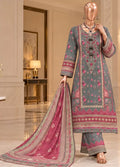 Embroidered Grey & Pink Viscose 3-Piece Stitched Suit by Bin Saeed