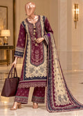 Embroidered Maroon Viscose 3-Piece Stitched Suit by Bin Saeed