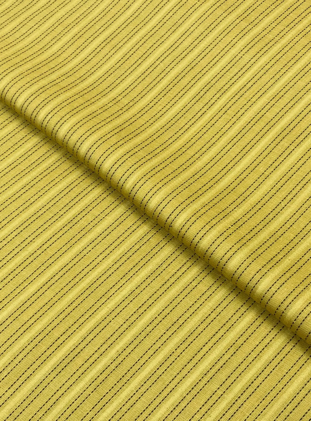 Black Stripe Lawn – Lemon, self-textured lawn fabric by the meter