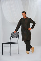 Black Plain Kurta Pajama by Al Deebaj, photo 2
