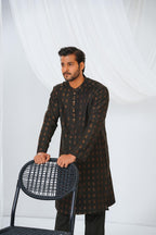 Black Plain Kurta Pajama by Al Deebaj, photo 3