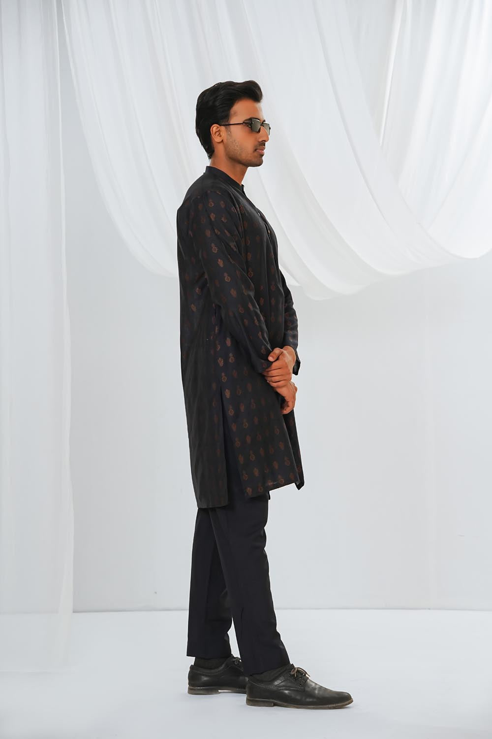Black Plain Kurta Pajama by Al Deebaj, photo 4