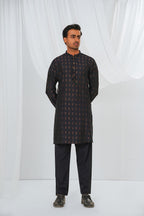 Black Plain Kurta Pajama by Al Deebaj